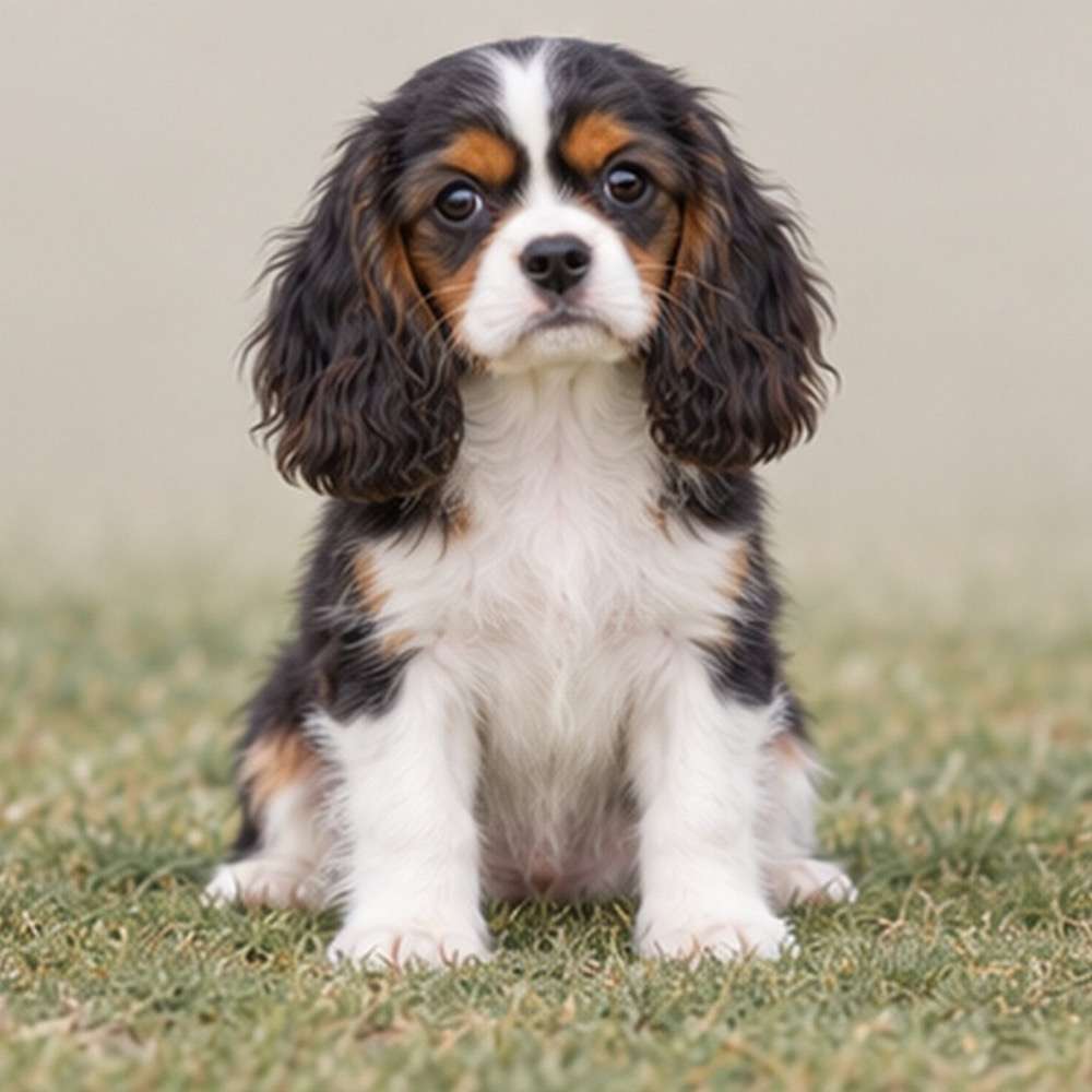 Fluffy, medium-sized dog with a golden and black coat, sitting attentively