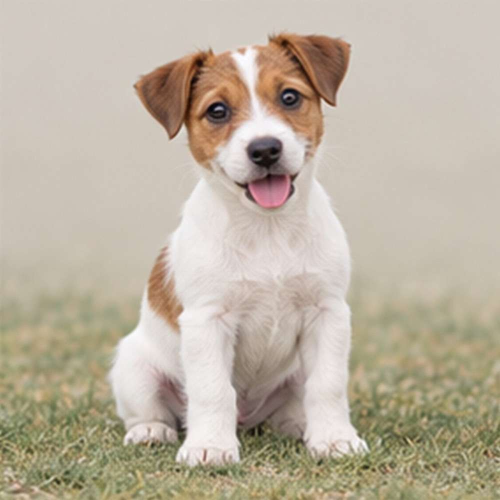 Small, energetic dog with a predominantly white coat and brown markings
